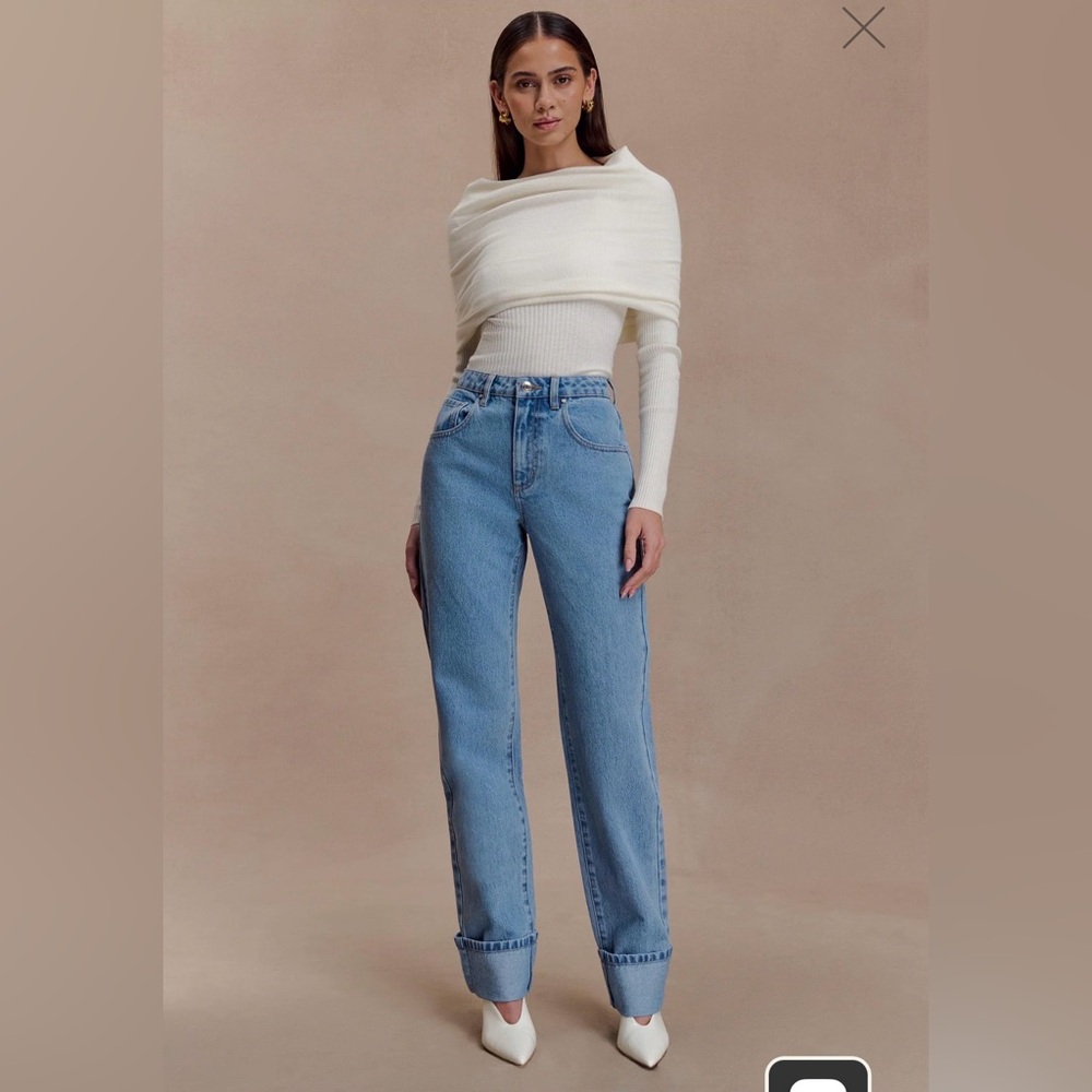 Meshki Straight Leg Cuffed Jeans